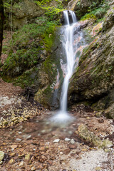 Italy Abruzzo Val Fondillo, summer trekking and hiking on nature trails fairy waterfalls cascate...