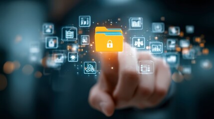 Close-Up of Hand Interacting with Secure Digital Interface