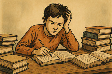 young man reading a book