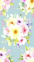 Fototapeta premium Seamless floral pattern with white daisies and pastel background, spring botanical wallpaper design