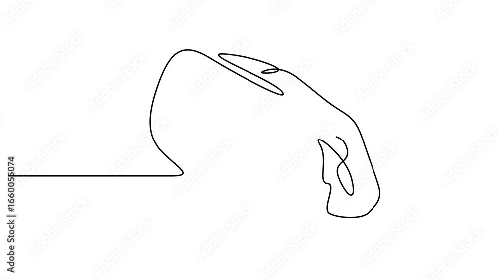 Poster animated self drawing of continuous line draw chef hat or cap for restaurant. full length single lin