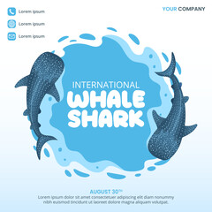 International Whale Shark Day design with swimming whale shark