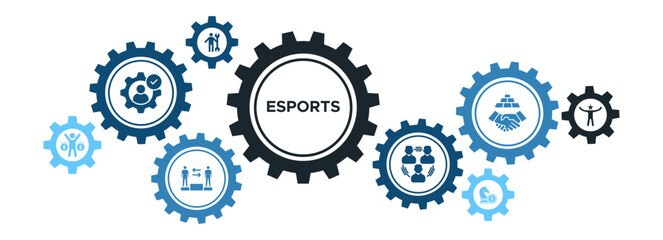 Esports Banner Concept: Competitive Gaming, Strategy, Teamwork, Professional Success, & Futuristic Trends