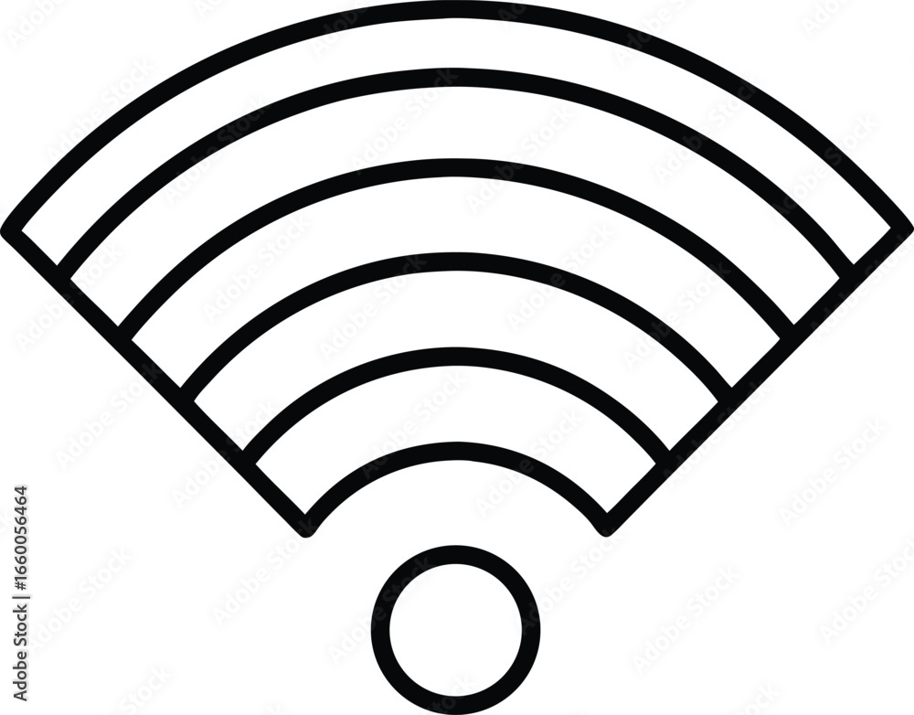 Poster simple line art icon representing a wireless wifi signal, isolated on a transparent background, symb