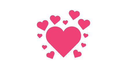 A large pink heart surrounded by smaller pink hearts on a white background