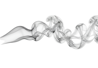 Dynamic Gray Smoke Flow with Intricate Swirls on a Black Background
