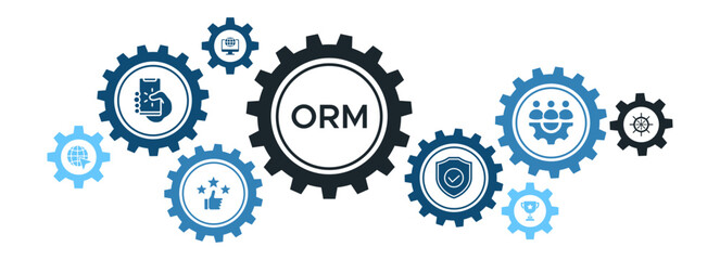 Online Reputation Management (ORM) Banner with Trust, Business, and Internet Browser Icons