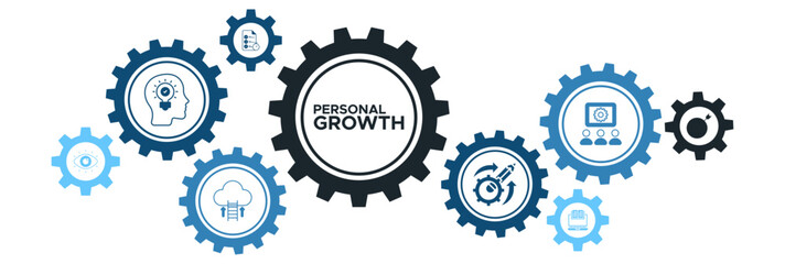 Personal Growth and Development Icon Concept Highlighting Learning, Motivation, Training, and Goal Setting