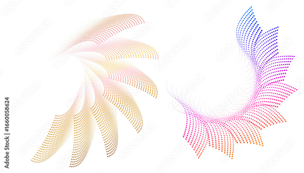 Poster design elements. wave of many purple lines circle ring with dots. abstract vertical wavy stripes on 