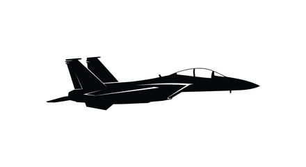 Black silhouette of a modern fighter jet aircraft in flight