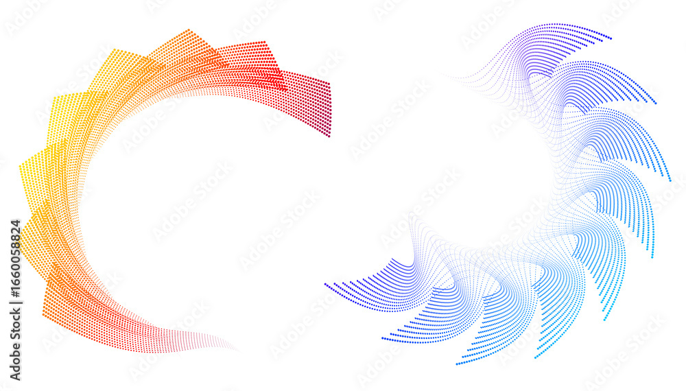 Poster design elements. wave of many purple lines circle ring with dots. abstract vertical wavy stripes on 