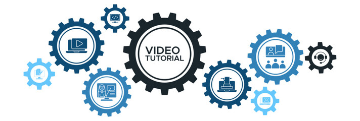 Online Video Tutorial Icon Concept with Learning Support, Teacher Guidance, and Software Training Tools