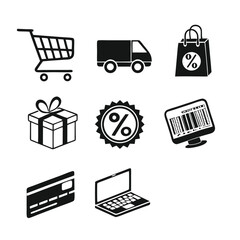 Cyber Monday Sale Vector Icons Bundle | Shopping, Discount, Online Store Silhouette Pack