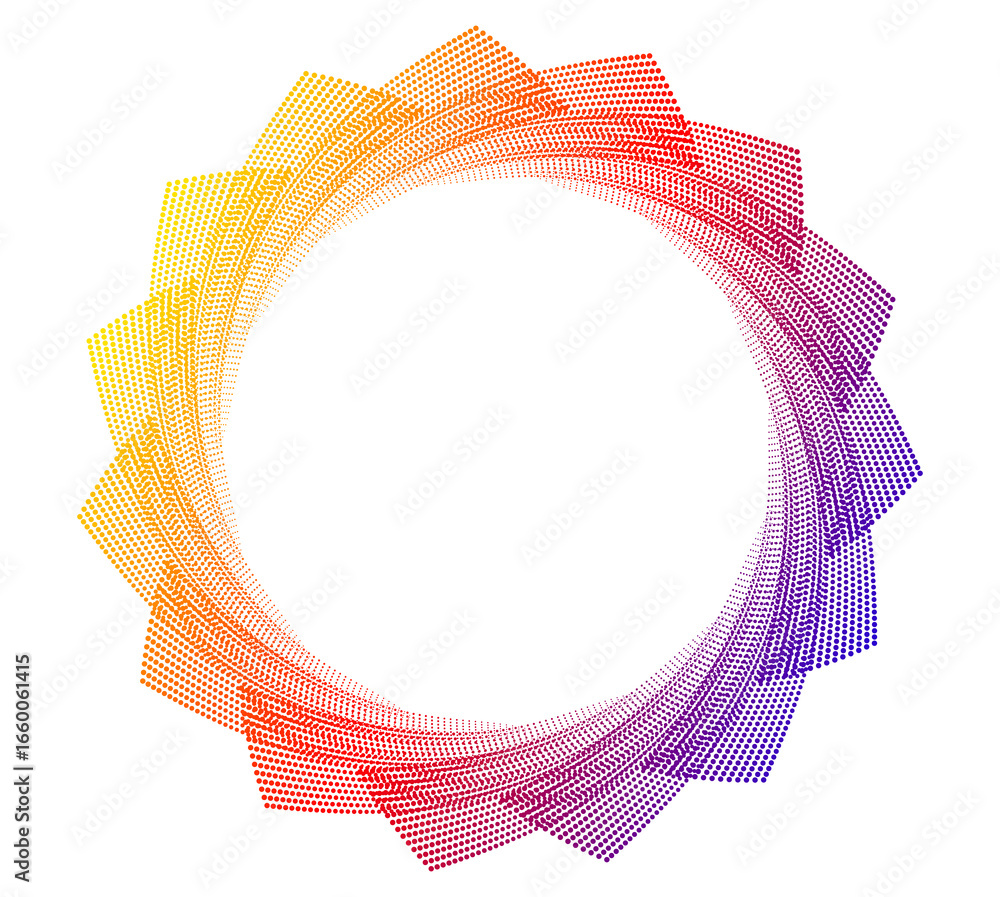 Poster design elements. wave of many purple lines circle ring with dots. abstract vertical wavy stripes on 