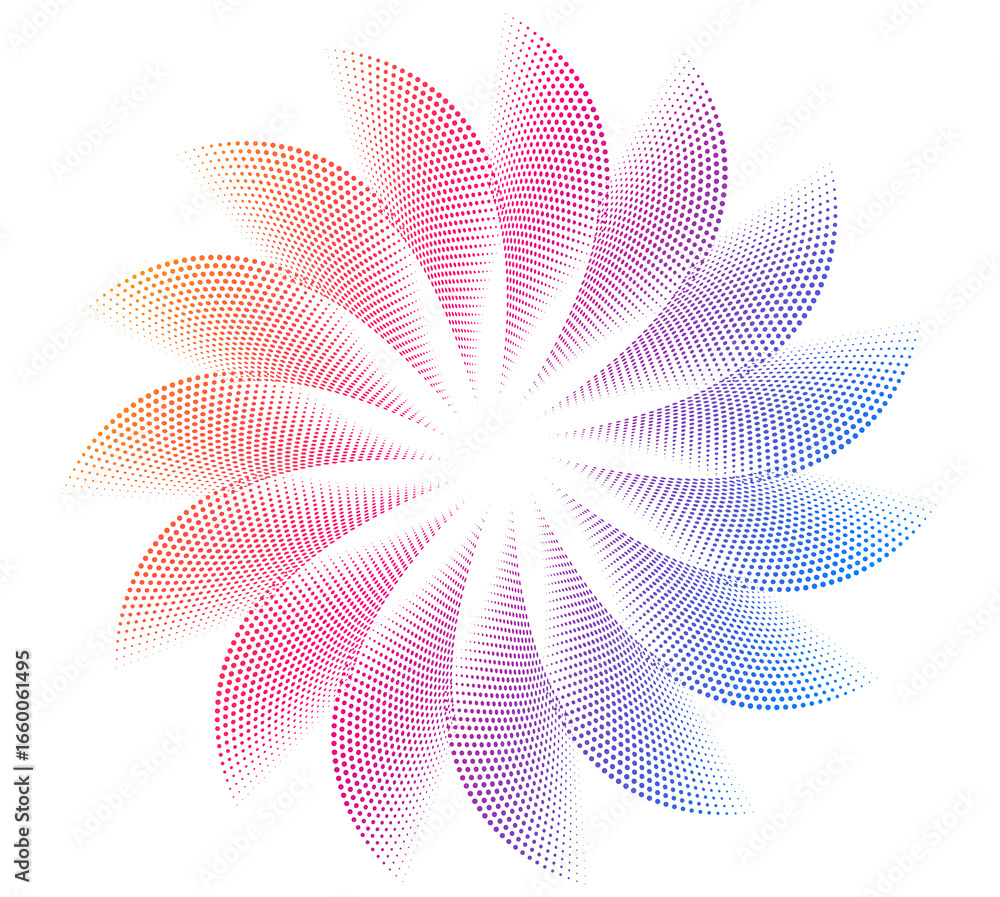 Poster design elements. wave of many purple dots circle ring. abstract vertical wavy stripes on white backg