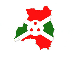Burundi Map in Burundi Flag Color 3д