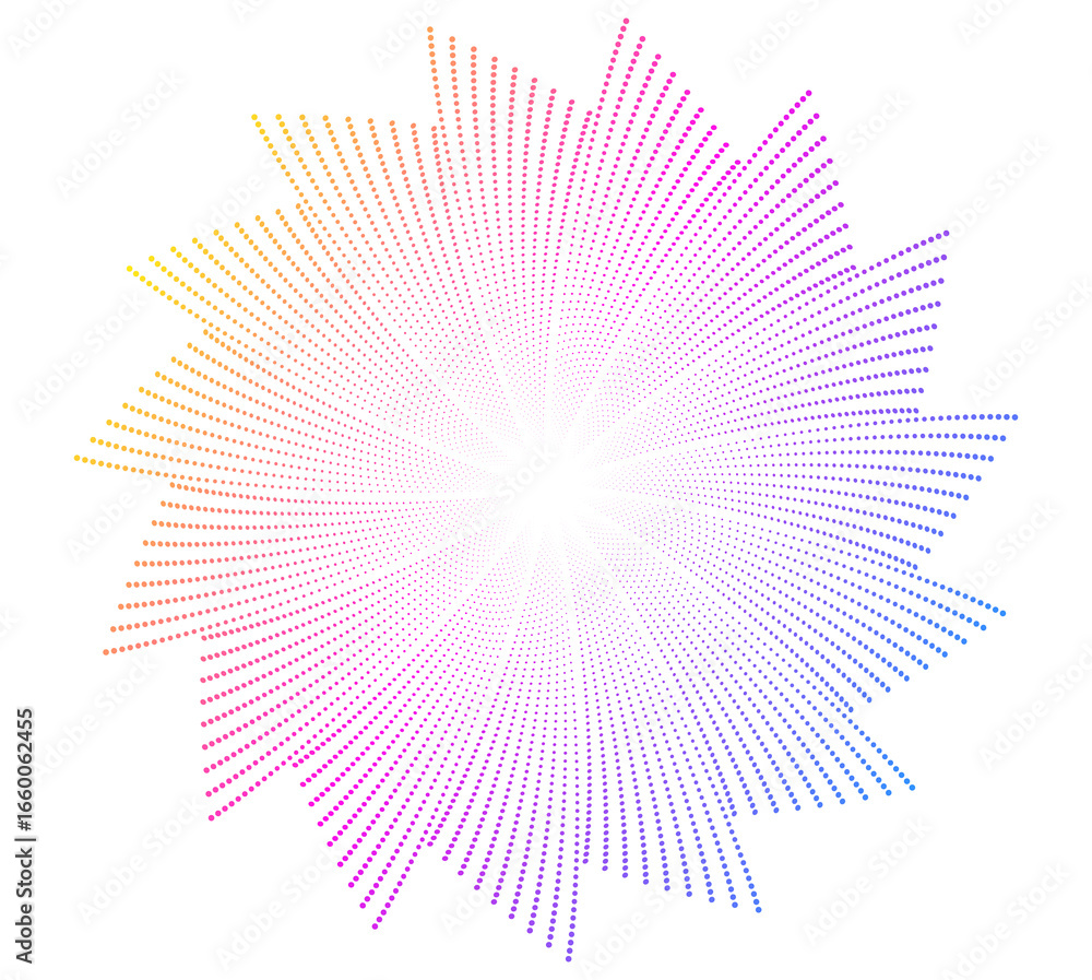 Poster design elements. wave of many purple lines circle ring with dots. abstract vertical wavy stripes on 