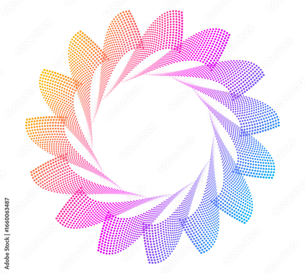 Poster design elements. wave of many purple lines circle ring with dots. abstract vertical wavy stripes on 