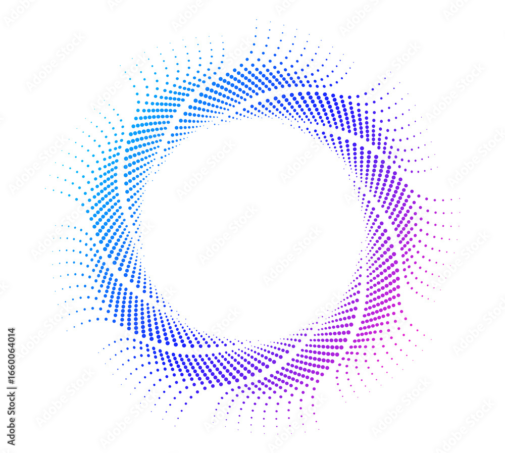 Poster design elements. wave of many purple lines circle ring with dots. abstract vertical wavy stripes on 