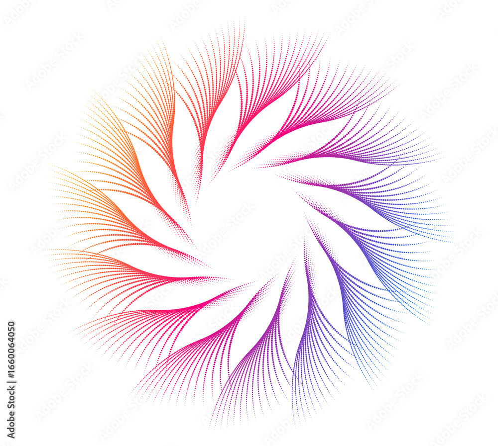 Poster design elements. wave of many purple dots circle ring. abstract vertical wavy stripes on white backg