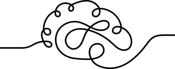 Loose curve resembling a brain format illustrated with thick flowing lines in an irregular shape.