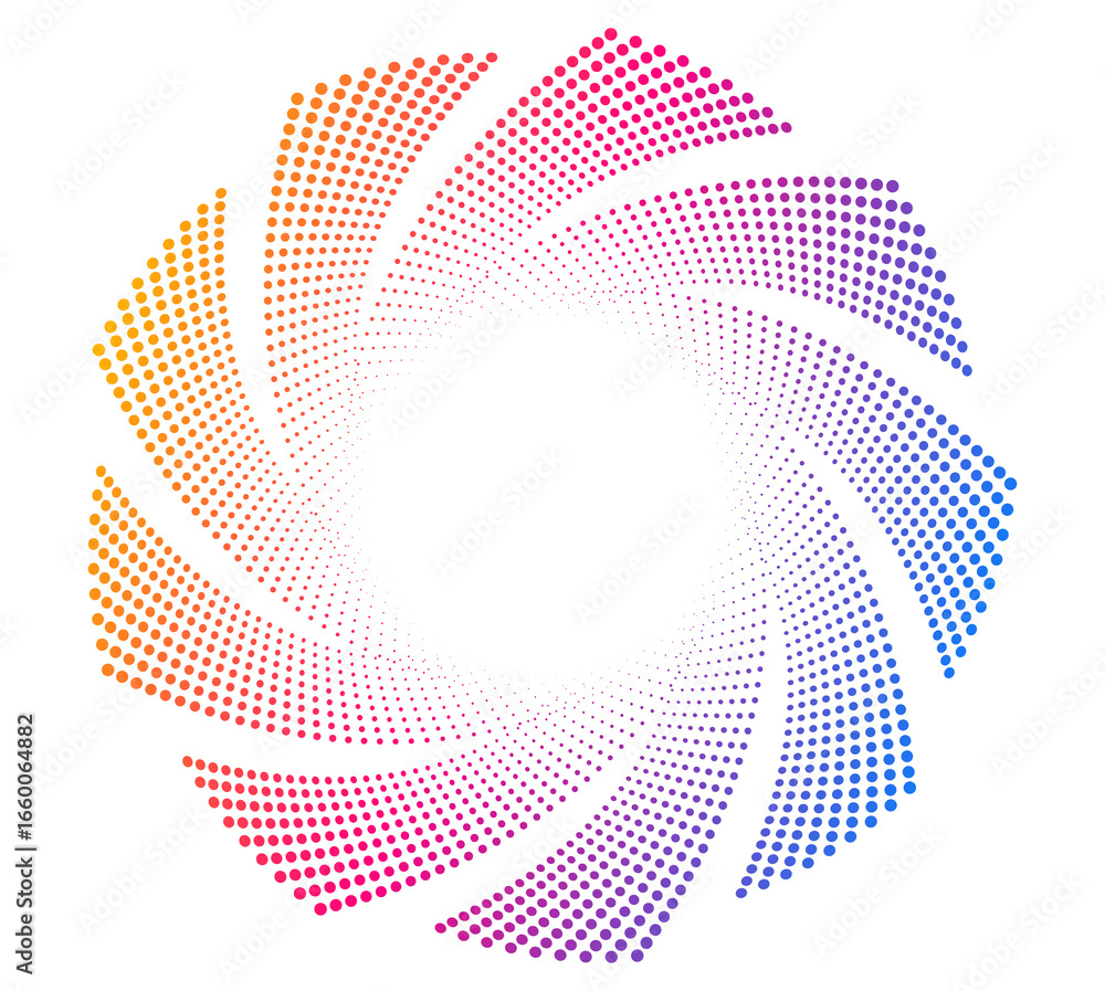 Poster design elements. wave of many purple dots circle ring. abstract vertical wavy stripes on white backg