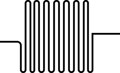 Vertical bars curve in spring-like oscillations creating repeated linear loops.