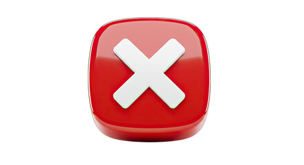Fototapeta premium Shiny red button with a white cross symbol