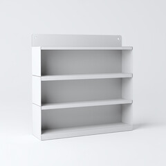 White Wall Mounted Display Shelves Minimal Mockup