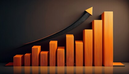 rising bar chart with ascending orange bars and black upward trend line