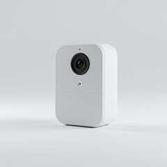 Compact White Home Security Camera Mockup on White
