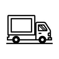 Fototapeta premium Black silhouette of a delivery truck isolated on transparent background