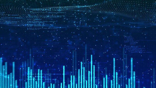 Futuristic digital matrix particles grid virtual reality abstract cyber space environment background Abstract Network Background. Big data design science Artificial intelligence machine learning