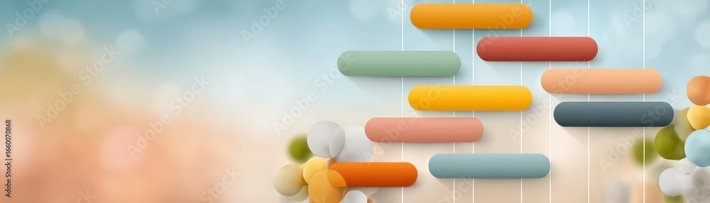 Poster flat design illustration of gantt chart for project planning and management with soft background col