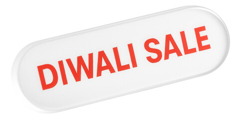 White tag sticker featuring DIWALI SALE message in bold red, engaging retail discount promo on transparent background.