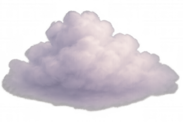 White cumulus cloud floating on transparent background, ideal for photo editing and compositing