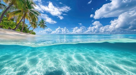 Tropical island beach split view (1)