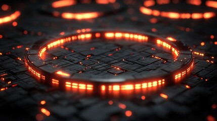 An abstract background with a futuristic texture and glowing elements is useful for designing high-tech projects and scientific presentations.