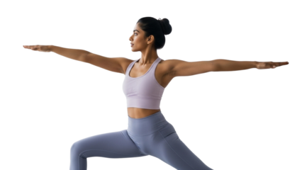 Woman Practicing Warrior II Yoga Pose