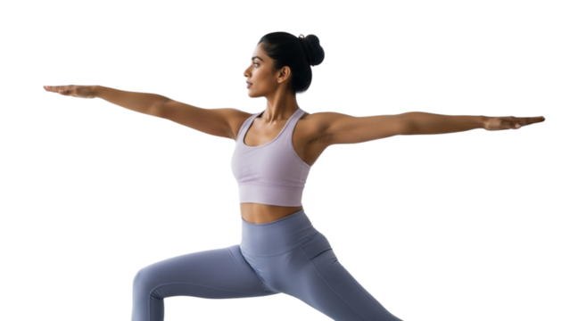 Woman Practicing Warrior II Yoga Pose