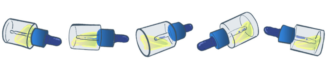 Glass Dropper Bottle PNG Illustration with Serum and Essential Oil for Cosmetic and Skincare Design