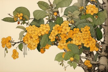 Yellow lantana flower art drawing.