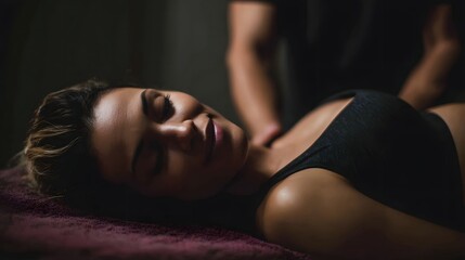 Obraz premium Pregnant woman receiving a relaxing prenatal massage