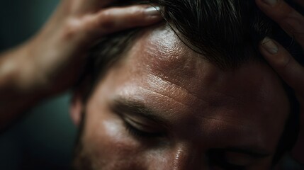 Fototapeta premium Hands providing a soothing head massage