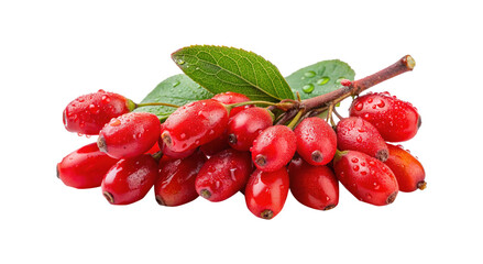 A closeup shot of a vibrant cluster of fresh barberries on a twig