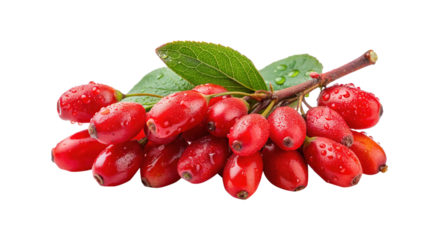 A closeup shot of a vibrant cluster of fresh barberries on a twig