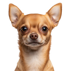 Obraz premium Front portrait of a Chihuahua Dog with a bright-eyed expression, small face isolated on transparent background