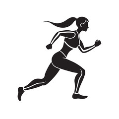 Woman Running On Track Fitness Silhouette Vector
