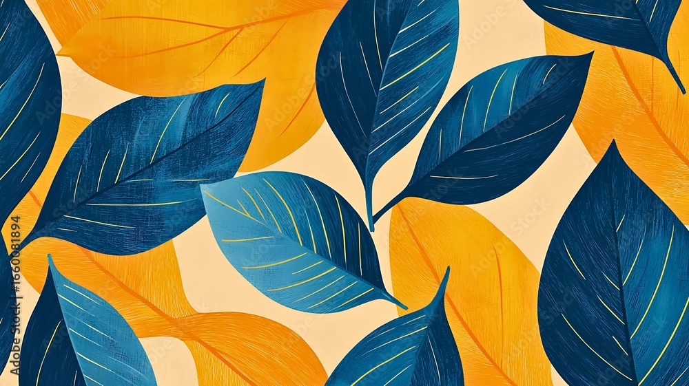 Poster elegant leaves arranged against a complementary backdrop, a perfect pattern for various applications
