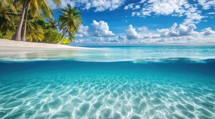 Fototapeta premium Tropical island beach, split view (3)